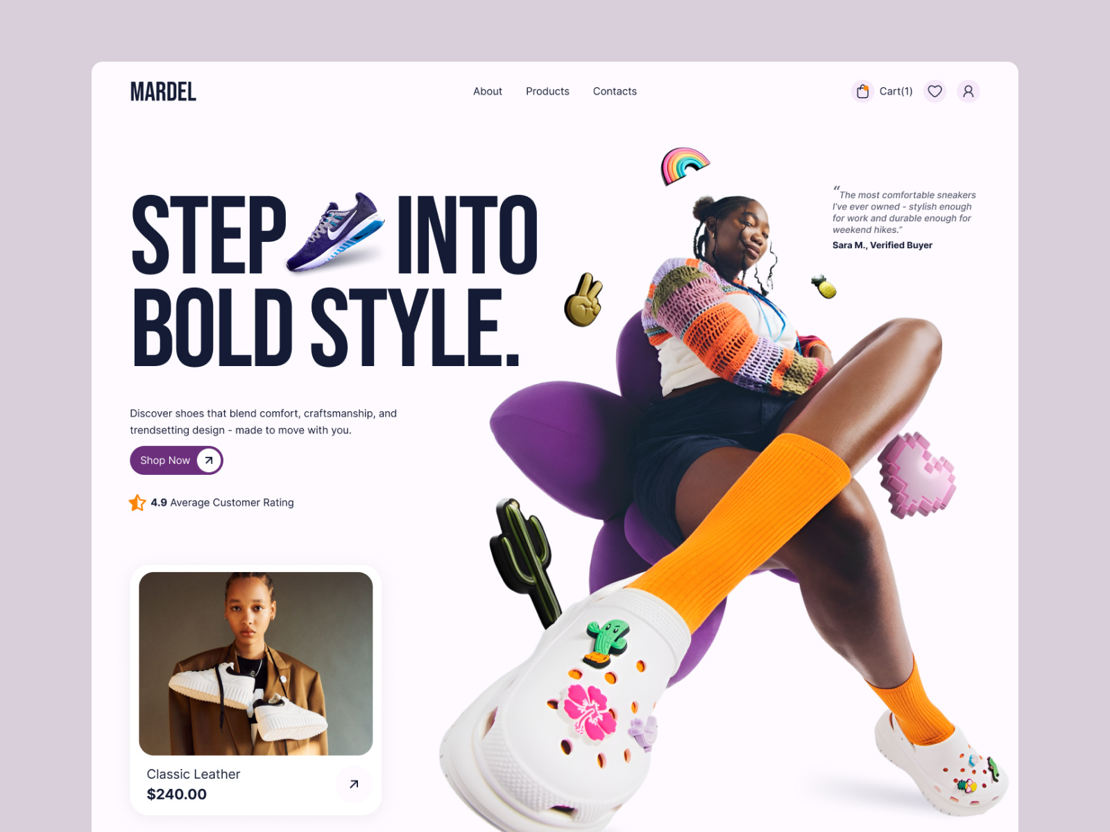 Mardel Premium Footwear, Effortless Shopping Experience bold style website ecommerce ecommerce landinga page fashion fashion ecommerce footware framer landing page mardel website shoe header design shoe style shoe website shopify sneakers website sport sports shoe techwitpro webflow