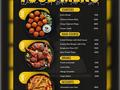 Modern Food Menu Design branding food foodmenu foodmenudesign graphic design logo menu