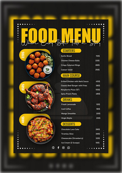 Modern Food Menu Design branding food foodmenu foodmenudesign graphic design logo menu