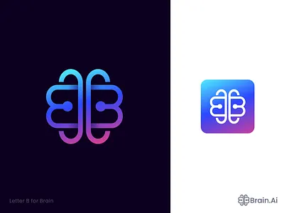 Letter B - Brain Ai logo design ai logo app icon logo brain logo branding crypto logo design fintech logo gradient logo illustration letter b logo logo design modern logo tech logo trendy logo vector