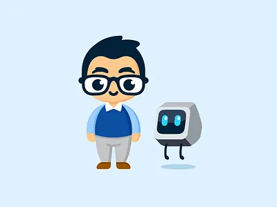 Brand Mascot Design for Albert.io alfrey brand mascot character design cute education flat geek illustration learning mascot logo monitor nerd plato robot simple student teacher technology tutor vaneltia