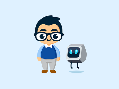 Brand Mascot Design for Albert.io alfrey brand mascot character design cute education flat geek illustration learning mascot logo monitor nerd plato robot simple student teacher technology tutor vaneltia