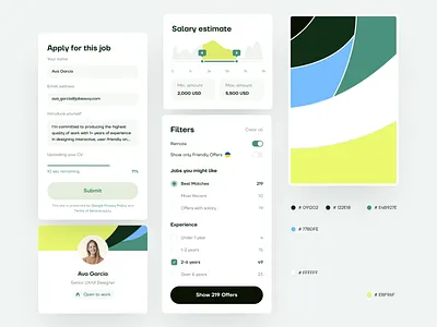 job search widgets ai branding clean green hr minimal saas simple ui voit widgets xandovoit