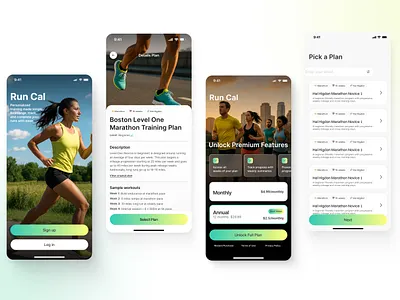 Sport& Fitness Mobile App | Personalized Running Training Plans fitness app fitness tracker gradient ui health and fitness healthtech marathon training minimal design mobile app design mobile ui product design progress tracker run tracker running app sports ui subscription flow training app ux ui design wellness app workout planner workout ui