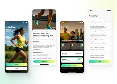 Sport& Fitness Mobile App | Personalized Running Training Plans fitness app fitness tracker gradient ui health and fitness healthtech marathon training minimal design mobile app design mobile ui product design progress tracker run tracker running app sports ui subscription flow training app ux ui design wellness app workout planner workout ui