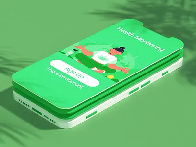 Health Monitoring App 3d 3dart 3dcharacter 3ddesign 3dillustration 3dmodeling app art branding character design icon illustration ux