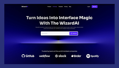 WizardAI - AI-Powered UI/UX Design Generator Website ai animation branding business design figma figma website graphic design hero home page landing page ui website