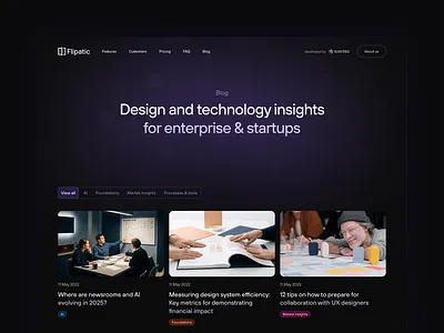 Flipatic - Blog Page blog blog page darkmode ui ui design web design website