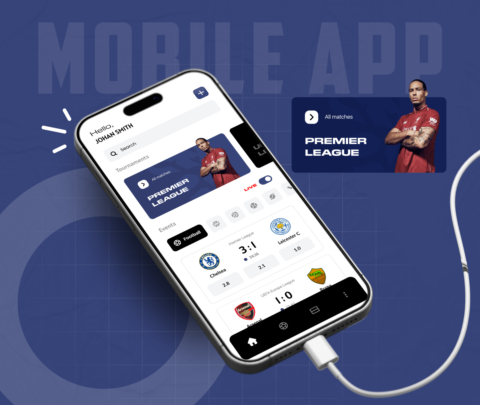 Premier League Mobile App UI – Designed by Apptechies app development app prototyping branding design mobile app premier league app real time data design sports sports app