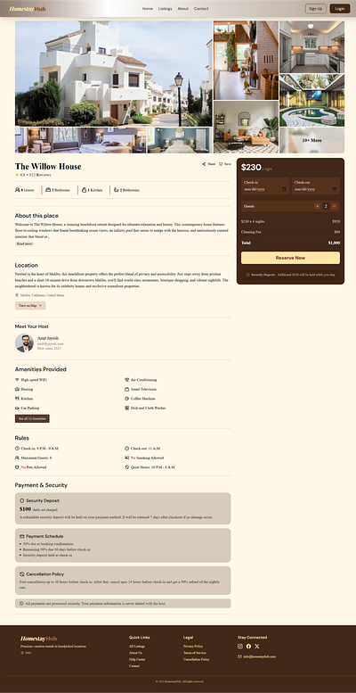 Vacation Rental Page UI Design - Day 67 of DailyUI airbnb ui dailyui design house booking ui landing page ui page rental booking ui ui design ui ux web design webpage design