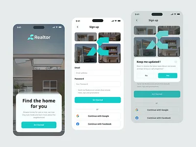Real Estate Onboarding UI app design confirm email create account forgot password language login mobile app onboarding property management real estate app registration sign in sign up signup splash screen ui ui kit user experience user interface ux