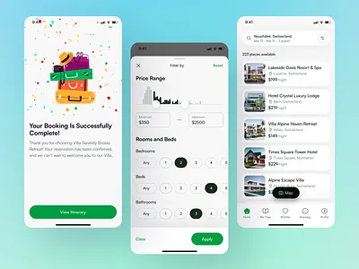 Hotel Booking App - Filter app design booking app clean design hotel booking app hotel finder app minimal design mobile travel app vacation planner app