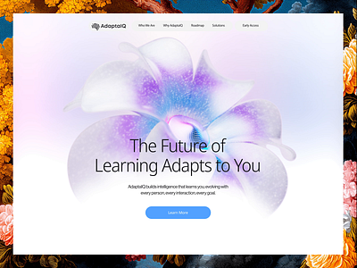 AdaptaIQ - Hero Animation 3d adapt art direction bloom design flower glass gradient iq liquid glass morphism