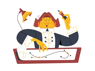 Maestro 2d illustration artist character character design creator draw drawing flat illustration maestro man notbear pencil story vector