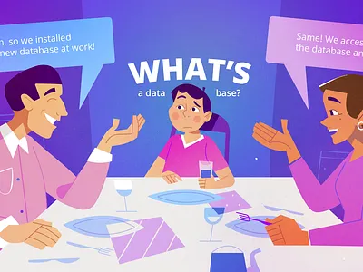 What's a data base? 2d illustration animation character character design communication database dinner family flat illustration notbear table