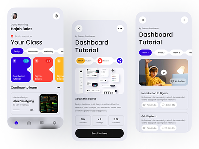 Online Course App app app design college course design e learning education mobile mobile app mobile design modern design online class online course online school student study teacher training tutor ui design