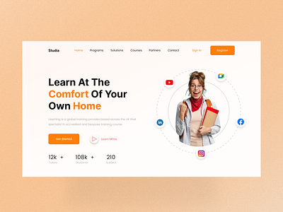 Learning Header Design dribbble figma landing page learning ui ux ui ux design webdesign