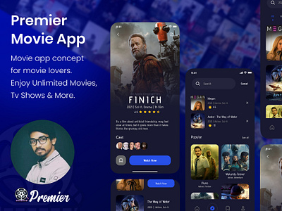 Premier | Movie App andriod app bangladesh concept design finich graphic design illustration ios modern moive app movie riadhossainakash syedriadhossain ui uiux design ux