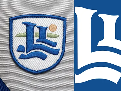 LymeLine Letter Patch Shield branding brandmark clothing emblem hat identity letter l lettering logo logo design logo designer logos monogram outdoors packaging design patch product designer river typography water