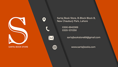 Business Card For Sartaj Book Store (Orange) branding design graphic design illustration logo typography vector