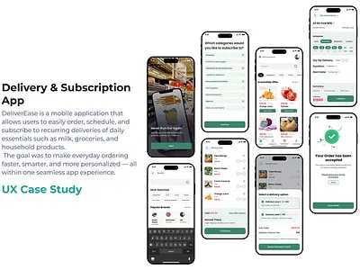 Delivery & Subscription App app design case study clean ui delivery app figma designer figma ui graphic design minimal design mobile app clean ui mobile ui modern ui ui designer uiux uiux designer ux design