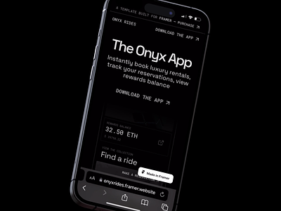 ONYX – FRAMER TEMPLATE app branding clean design framer minimal template ui web design website