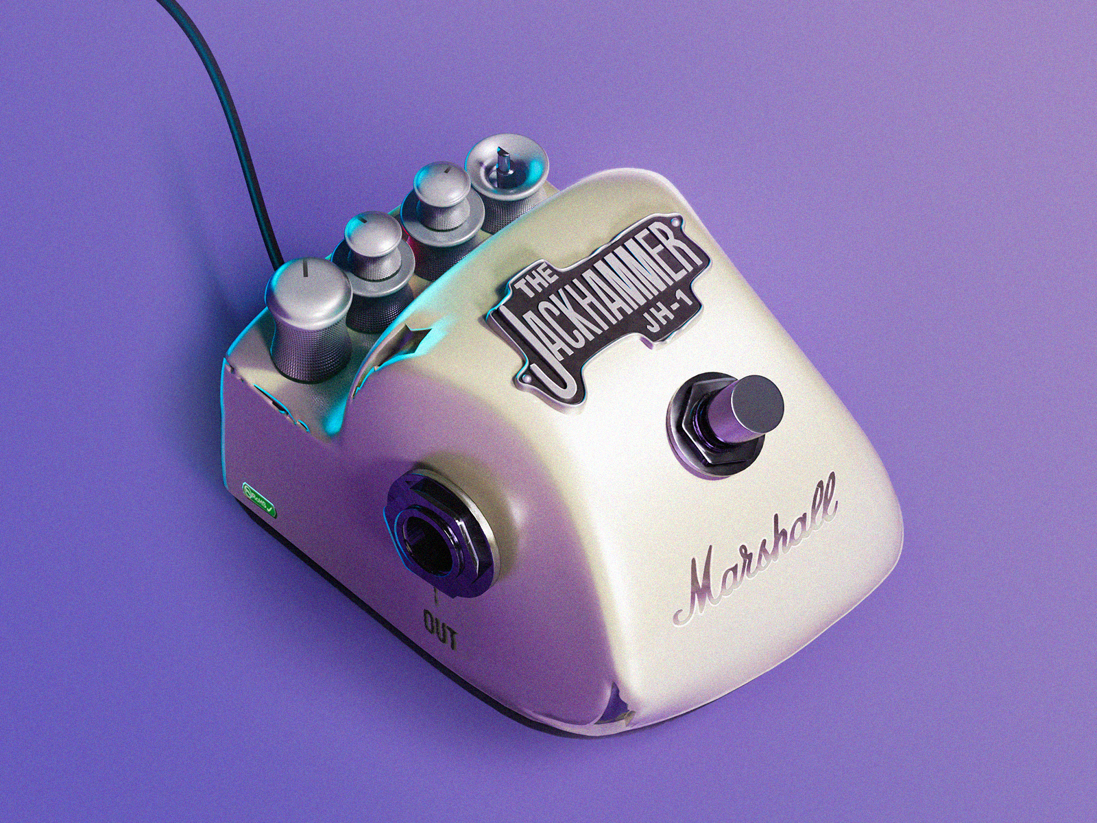 Stylized MARSHALL Jackhammer J-1 Guitar pedal 3d 3dartwork 3drender artdirection blender cgi cinematic3d colorgrading dailyrender digitalart hardsurfacemodeling industrialdesign madeinblender materialsstudy productdesign realisticrender stylized3d stylizedrender texturing