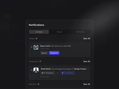 Smart Notifications Center — Clarity Over Clutter alert management clean interface dashboard design data visualization design system interaction design minimal design modern ui notifications center product design productivity tool real time updates saas design system design ui design user experience ux design workflow automation