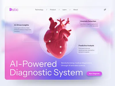 AI Diagnostic Expert System – Hero Section Exploration clean ui creative diagnosticsystem figma healthcare healthcaredesign herosection landingpage medicalui productdesign ui ux