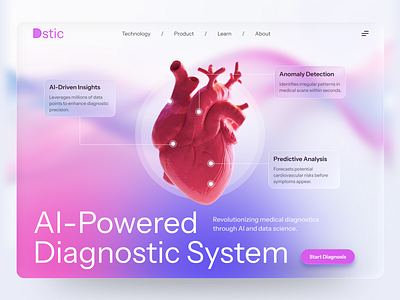 AI Diagnostic Expert System – Hero Section Exploration clean ui creative diagnosticsystem figma healthcare healthcaredesign herosection landingpage medicalui productdesign ui ux