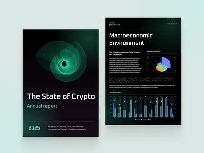 Investment Market Research Report Dedign - The State of Crypto charts data datadesign datavisualization financialreport graphs infographics investmentreport report reportdesign visualdesign