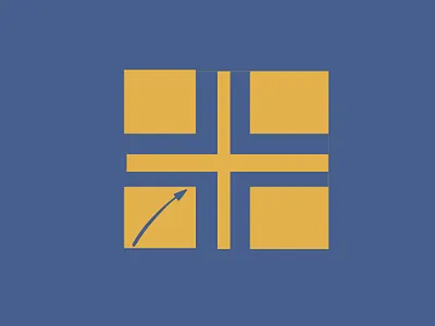 A golden square logo with a rising arrow, symbolizing growth and brand designer branding canva logo creative logo design geometric logo graphic design illustration logo motion graphics