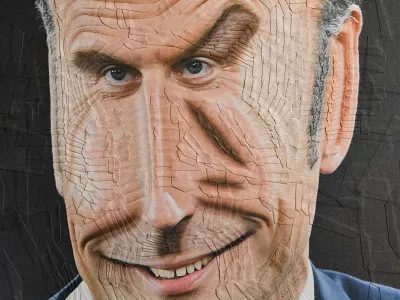 Macron, detail collage detail macron portrait