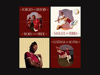 FC Lusitana Social Posts ai branding burgundy gold graphic design lockup social typography