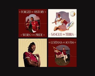 FC Lusitana Social Posts ai branding burgundy gold graphic design lockup social typography