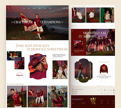 FC Lusitana Store Web Design ai art direction branding burgundy digital figma framer gold ui web design