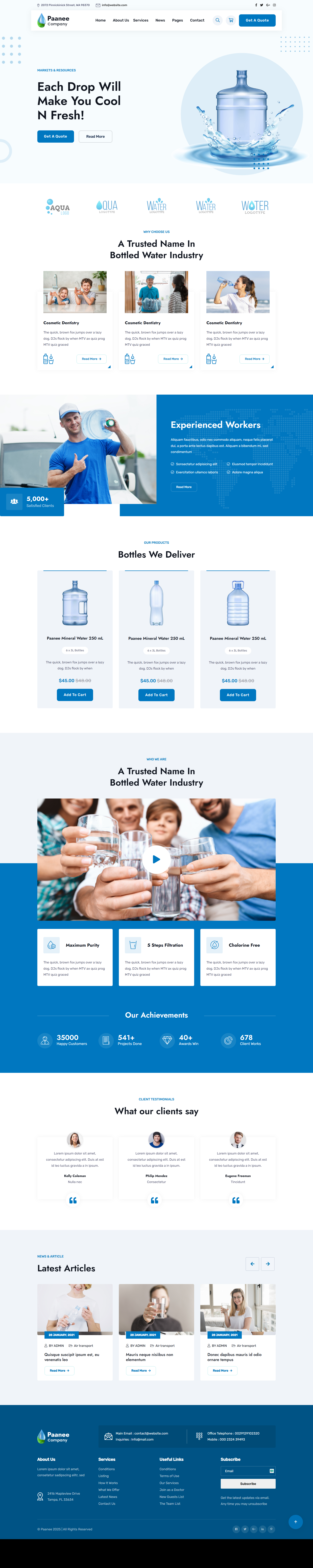 Water Company Website 2025 website design agency website ai website designer ai website developer animation branding business website css design html html template design html theme html website design js ui water company web content web designer web developer website design