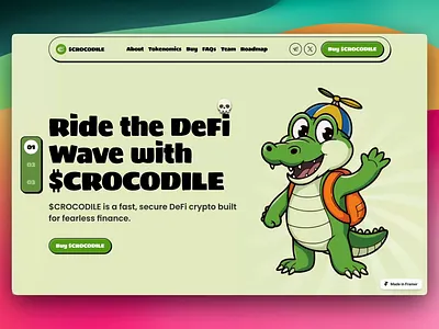 Crocodile Web3 & Cryptocurrency Framer Template Design blockchaindesign branding cryptoui cryptowebsite darkmodedesign defi designinspiration fintechdesign framer framertemplate landingpage modernui motion graphics nftdesign productdesign startupdesign uidesign uxdesign web3design webflowalternative