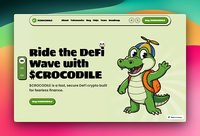 Crocodile Web3 & Cryptocurrency Framer Template Design blockchaindesign branding cryptoui cryptowebsite darkmodedesign defi designinspiration fintechdesign framer framertemplate landingpage modernui motion graphics nftdesign productdesign startupdesign uidesign uxdesign web3design webflowalternative