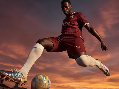 FC Lusitana End Card ai branding burgundy football gold graphic design soccer sport