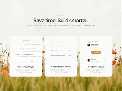 Cycle AI — Build Smarter Landing Section animation concept hero section homepage landingpage layout marketing minimal product product concept typography ui visual design web design