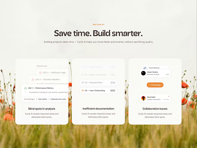 Cycle AI — Build Smarter Landing Section animation concept hero section homepage landingpage layout marketing minimal product product concept typography ui visual design web design