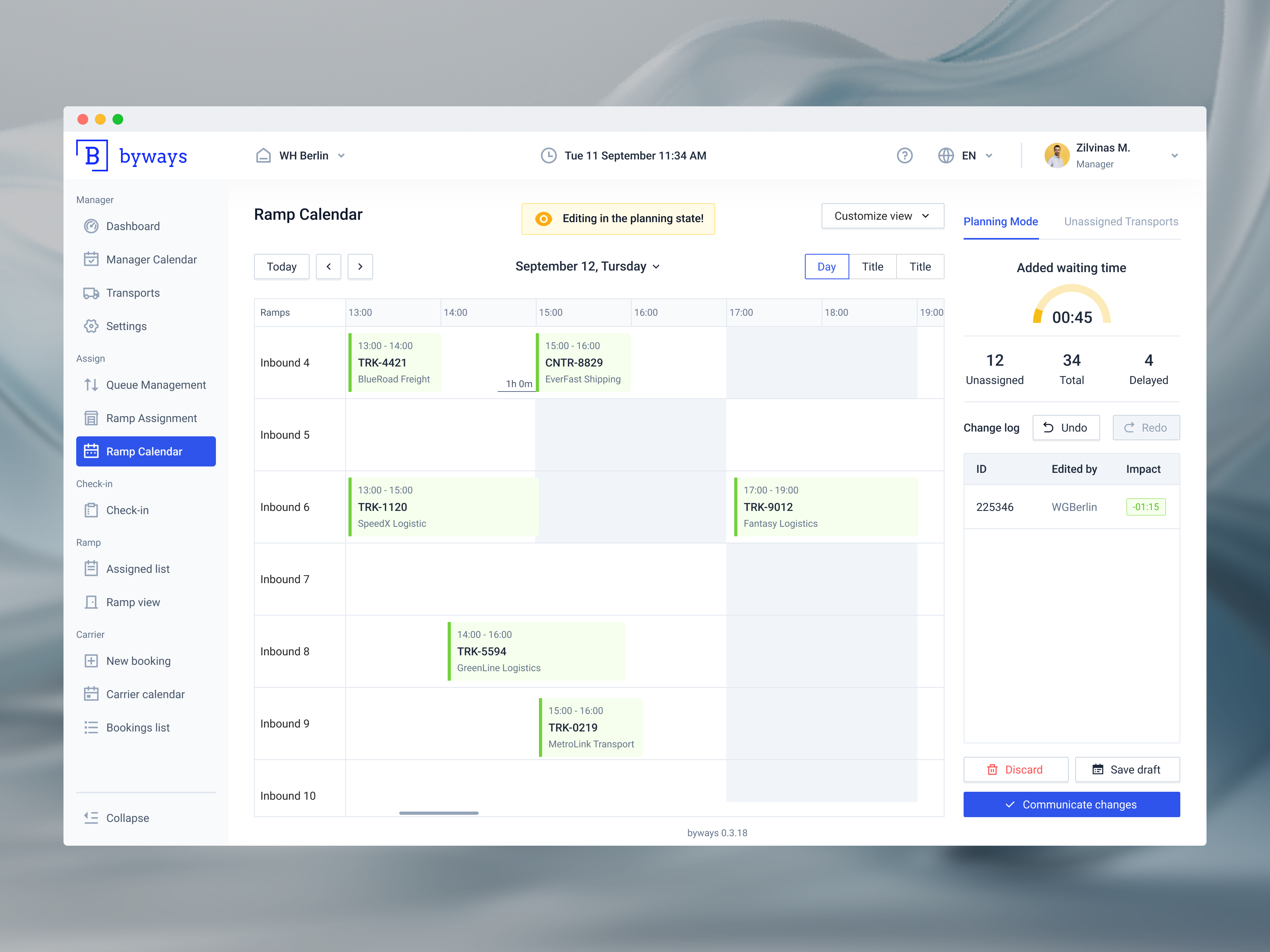 Time slot management calendar – Logistics ai ai scheduling b2b calendar logistics logistics hubs logistics product modern design modernise saas shipment progress streamline truck time slot management track shipment truck loading uiux visual design yard management system