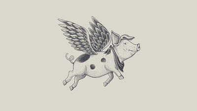 The Violet Crown bar branding character detail engraving illustration logo mascot pig wine