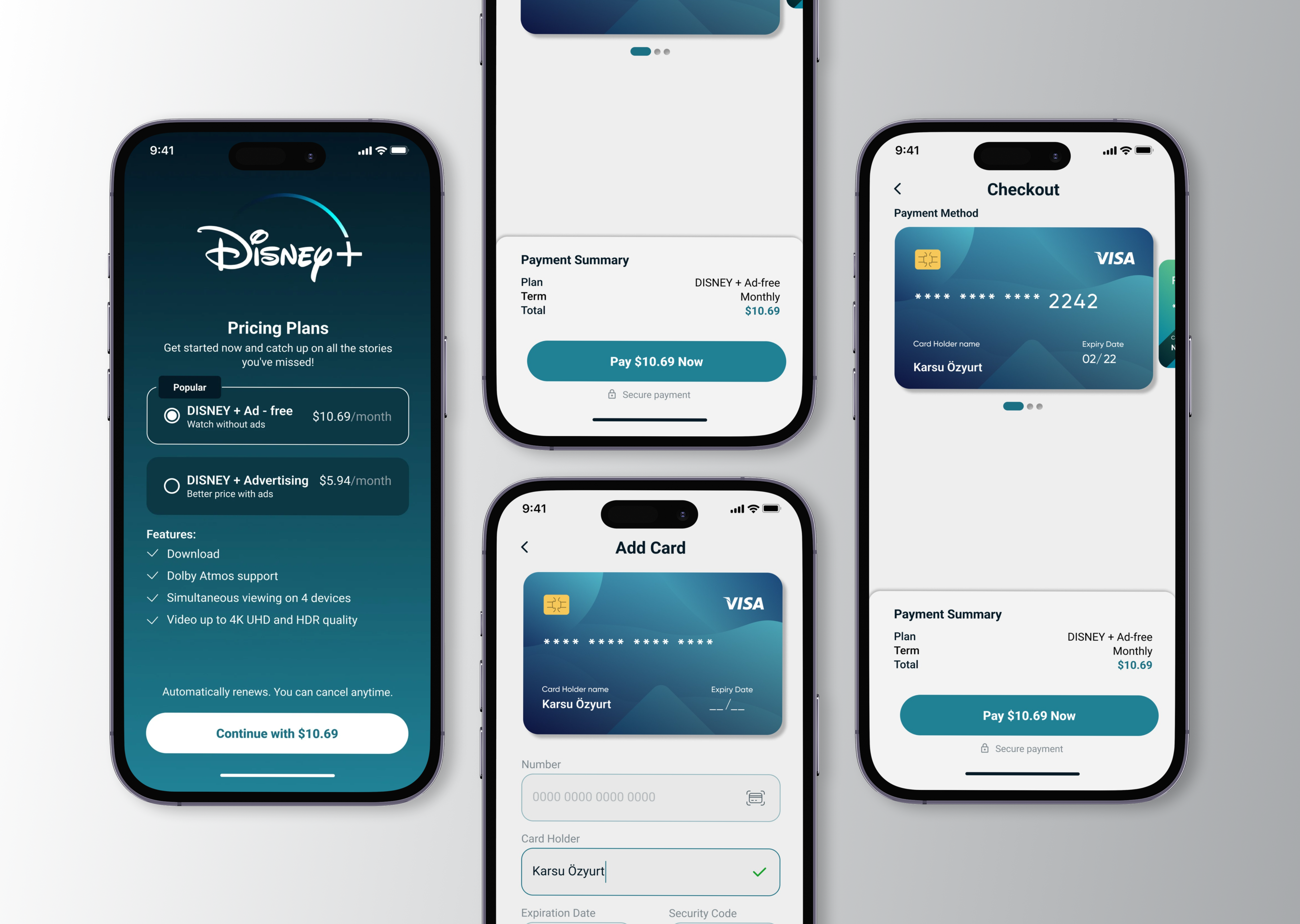 Daily UI 002 - Disney+ Credit Card Checkout Redesign app credit card dailyui design disney figma graphic design redesign ui
