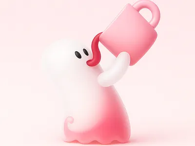 Ghostly Sip 3d 3d ghost animation branding character dailyui ghost ghost illustration graphic design halloween illustration logo minimal ui