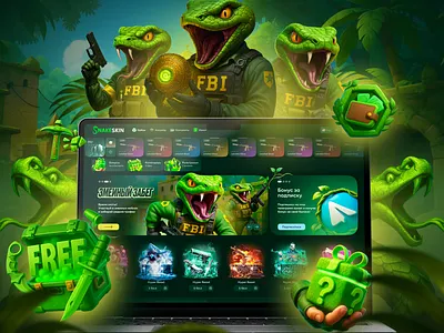 Casino & Gambling CS2 - Snake Skin 3d casino cs2 gambling game illustration juicyart logo open case skins snake skin uiux