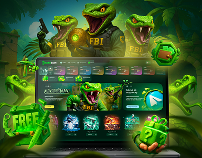 Casino & Gambling CS2 - Snake Skin 3d casino cs2 gambling game illustration juicyart logo open case skins snake skin uiux