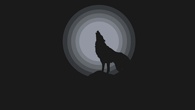 A Wolf Howling [Flat Background] background black design flat illustration moon night wolf