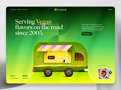 Vegan Food Truck - Landing Page artistic food food truck fun illustration landing page ui user interface vegan web web design